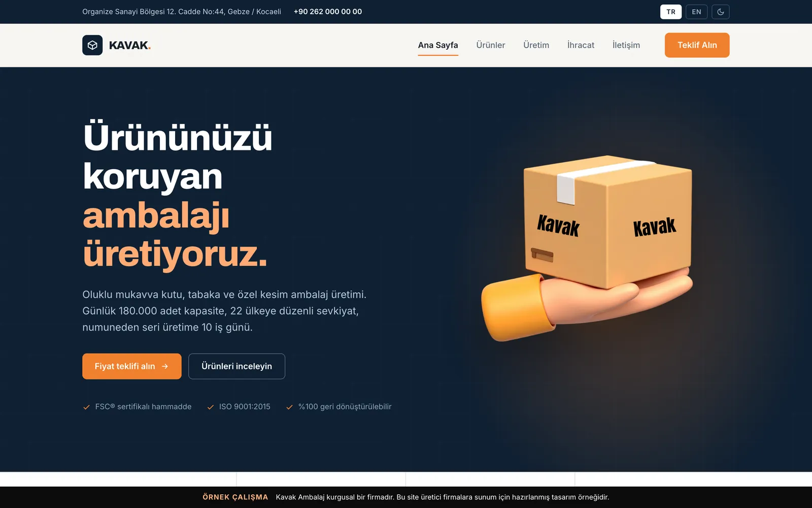Kavak Ambalaj örnek sitesi